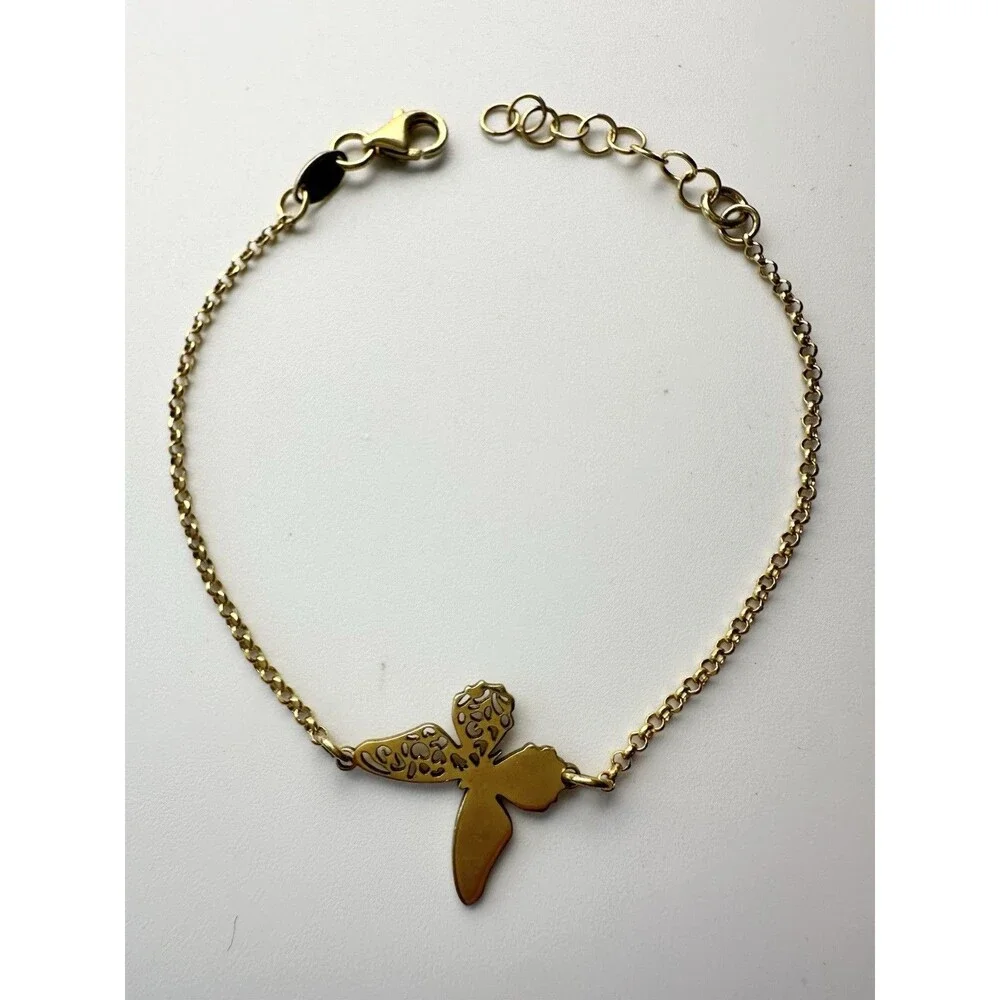 Dyadema Sterling Silver Gold Vermeil Butterfly Charm Bracelet 7.5”